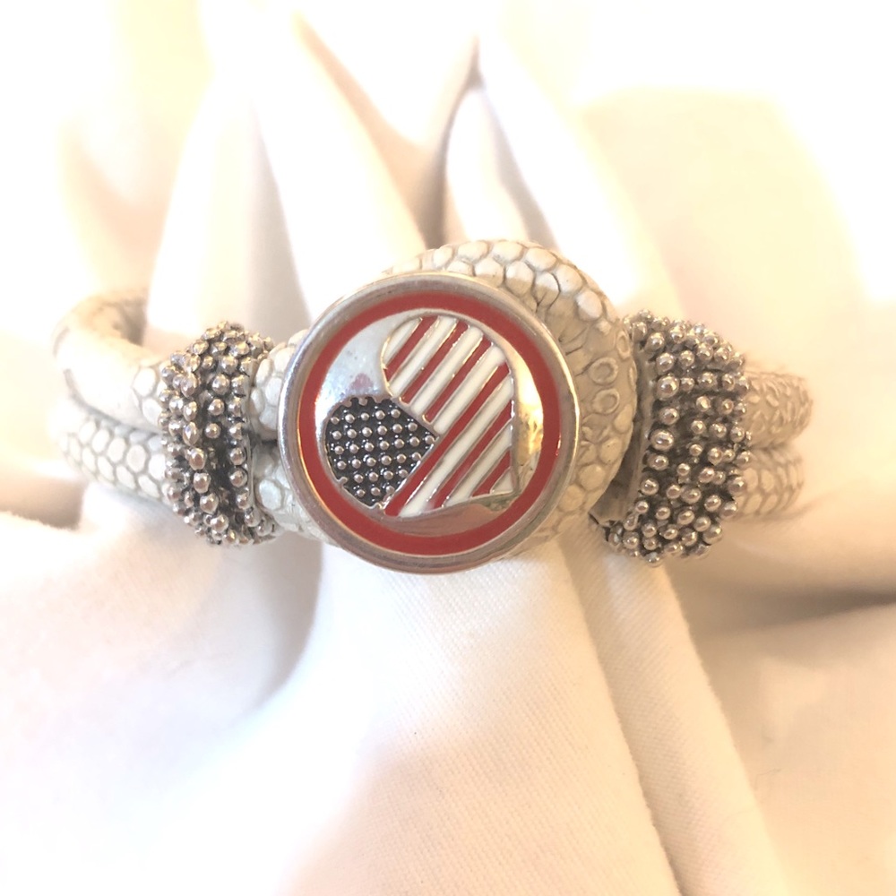 Red White and Blue Heart Flag Rope Bracelet